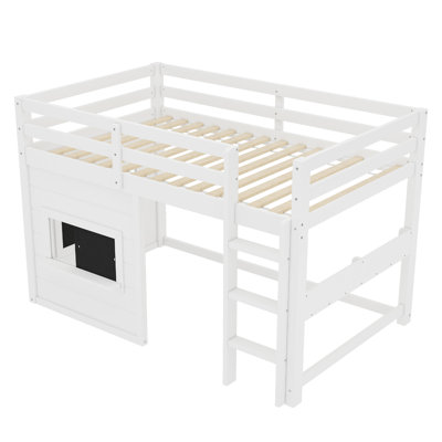 Lit mezzanine pour enfants avec tableau coulissant
