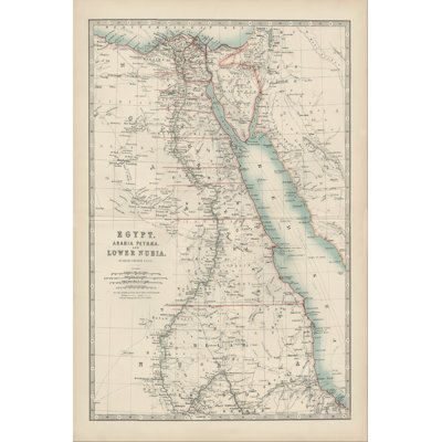 Johnston's Map Of Egypt by Johnston - Wrapped Canvas Print