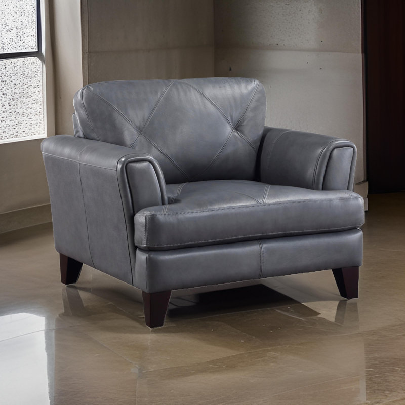 Fauteuil Bentall, Cuir véritable gris