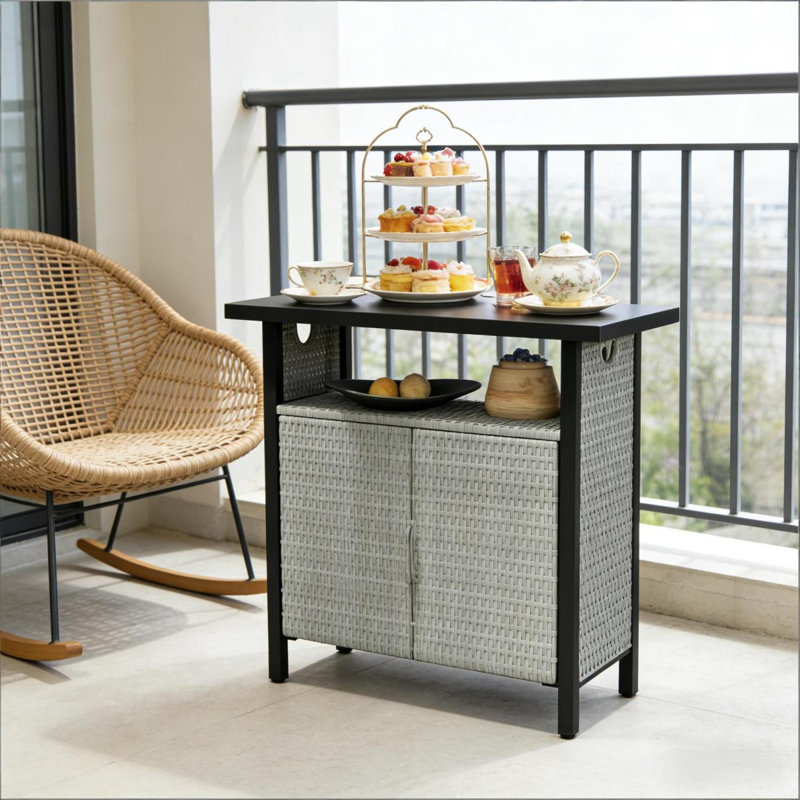Table basse, organisateur d'armoire de rangement pour serviettes d'extérieur, table de bar d'extérieur, Gris