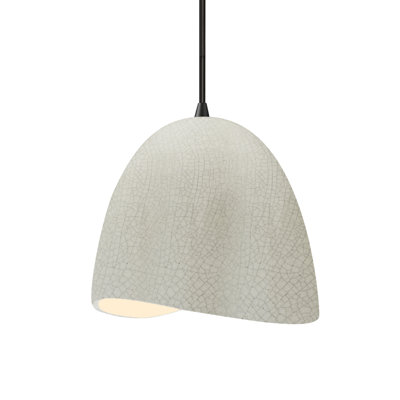 Radiance - Brisa 1-Light Pendant - White Crackle - Matte Black - 9"W x 8.75"H - Replaceable Bulb - Black Cord