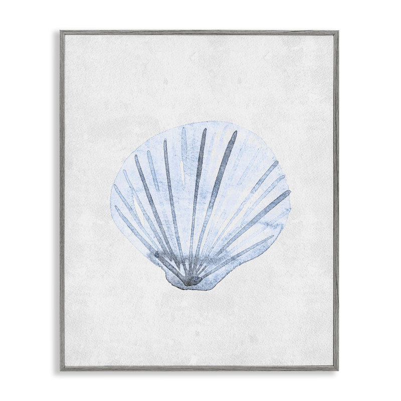 Muted Clam Shell Subtlety Framed Giclee, design by Camila Juncos, 20" H x 16" W, Farmhouse Gray Framed Giclee