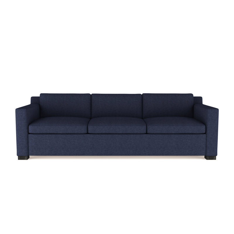 Mercer Track-Arm Sofa, 33.5" H x 84" W x 39" D, Box Weave Linen Pumice, Ebony
