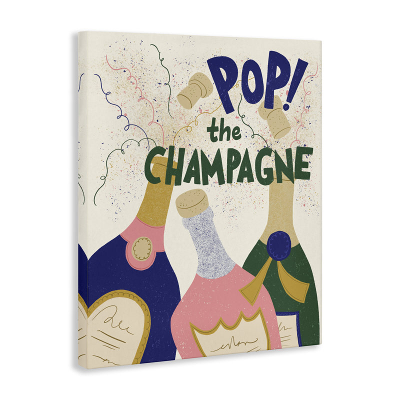 Art pop sur toile Pop The Champagne Celebrate par Kristina Hultkrantz, H 30 po x l 24 po