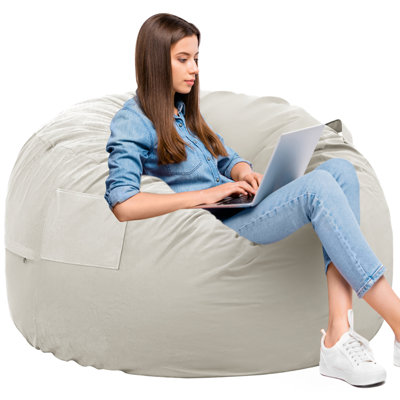 Standard Bean Bag Chair for Adults, Pre-Filled Furniture with Soft Removable Cover, Comfy Kids Refillable Sofa for Living Room Bedroom Dorm by Trule