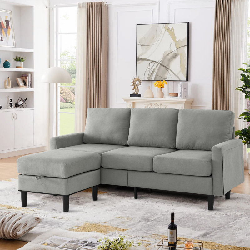 Canapé-lit rembourré 74,8 po Elvedin, 100 % polyester gris clair