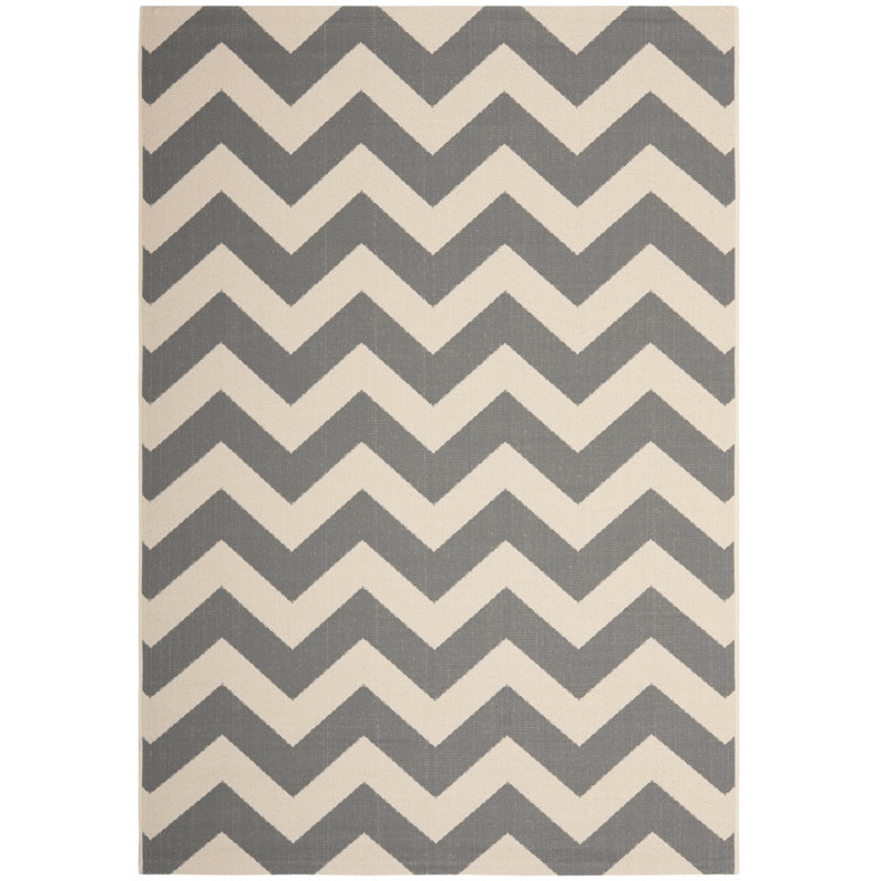 Camellia Hooked Grey/Beige Rug Indoor/Outdoor Rug, Rectangle 61 x 109 cm
