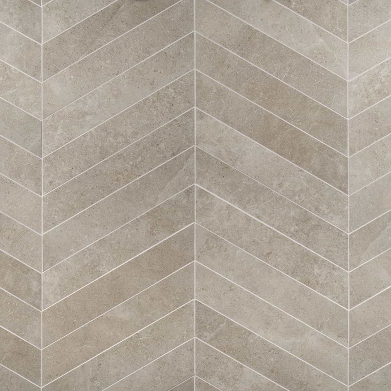 New Rock 4x21 Chevron Matte Porcelain Tile, Tortora Beige