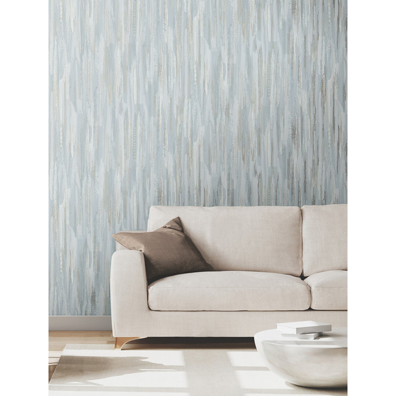 Tribeca Light Blue Texture Stripe Wallpaper, Blue