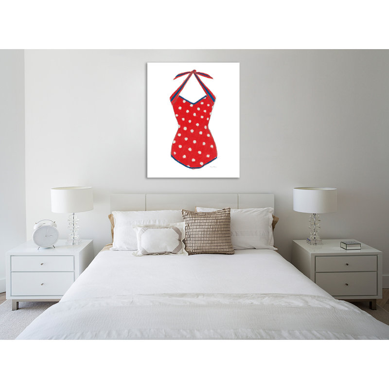 Toile tendue avec châssis «Retro Swim vêtements II» par Emily Adams, H 45 po x l 36 po x P 1,5 po