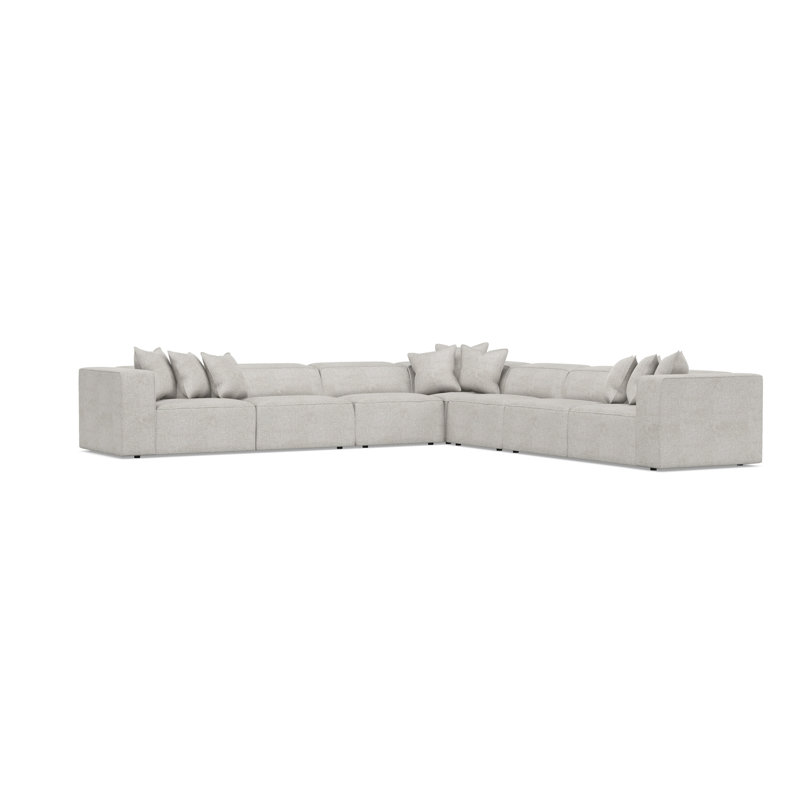 Bernhardt Bliss 5-Piece Fabric Sectional, Light Gray Polyester, 28" H x 160.5" W x 160.5" D