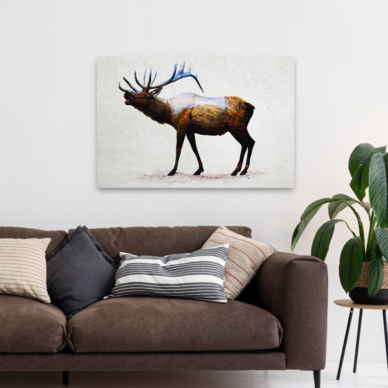 Élan des montagnes Rocheuses - animaux, art animalier, H 32 po x l 48 po