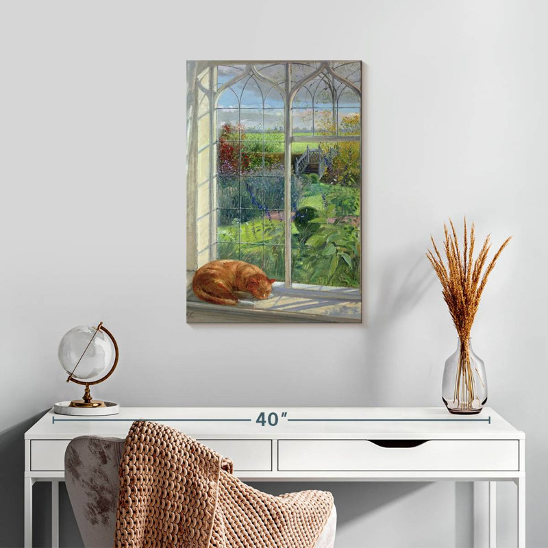Lilie Sleeping Cat And Chinese Bridge, 24" H x 16" W