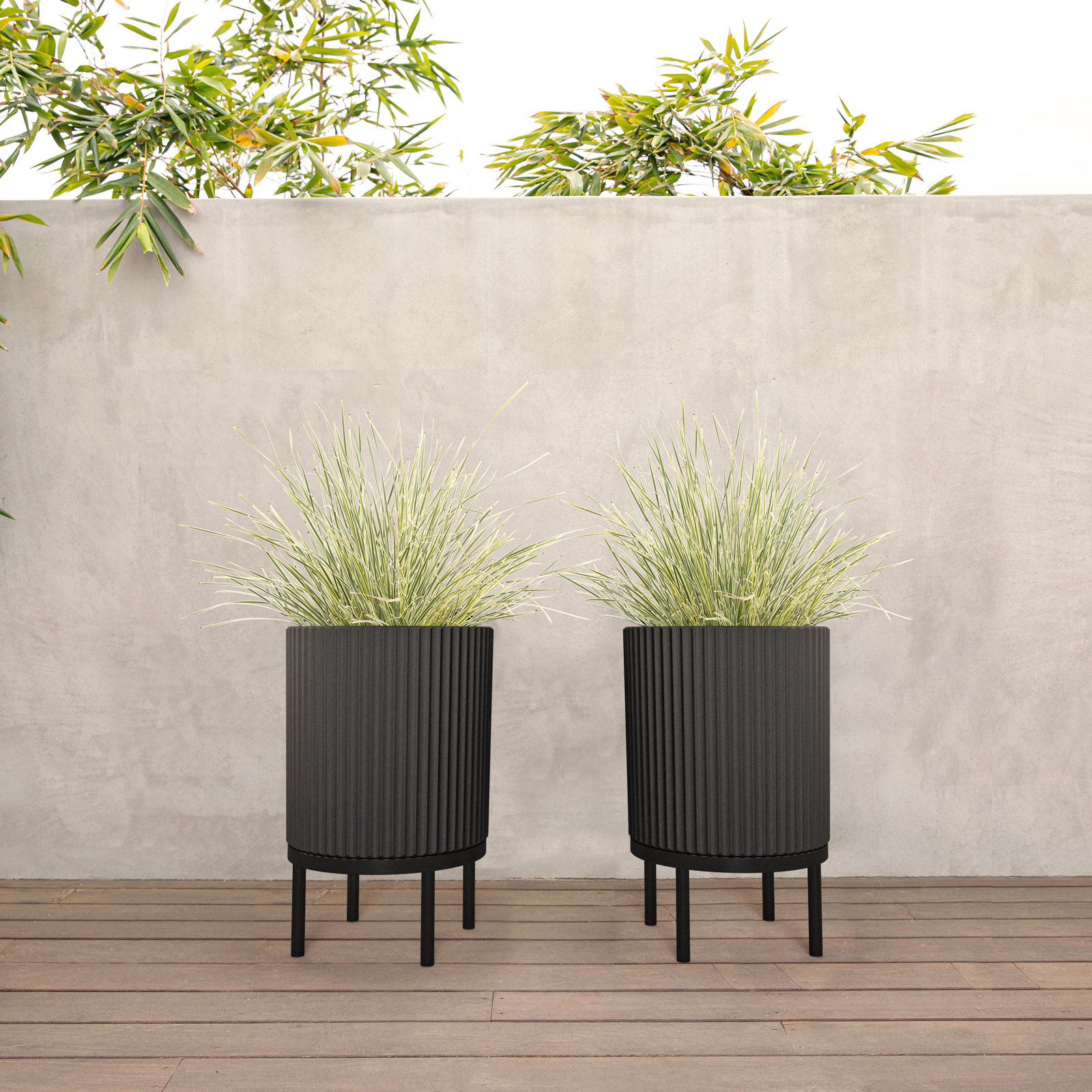 Demi Pot Planter, Black, 2, 22" H x 14.75" W x 14.75" D