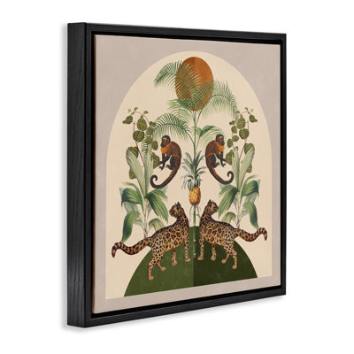 "Boho Jungle Animals", art mural sur toile flottant gris par Victoria Barnes