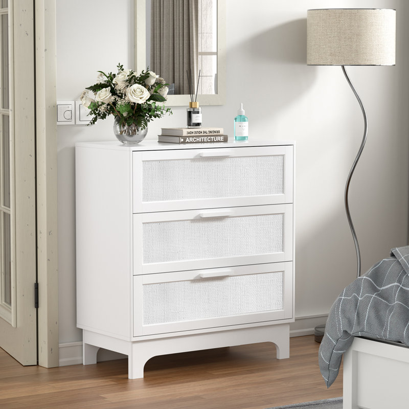 Commode de chambre blanche à 3 tiroirs l 31 po Bredy