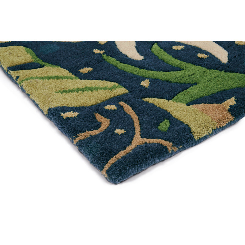 Handmade Wool Floral Area Rug, Rectangle 9' x 12'