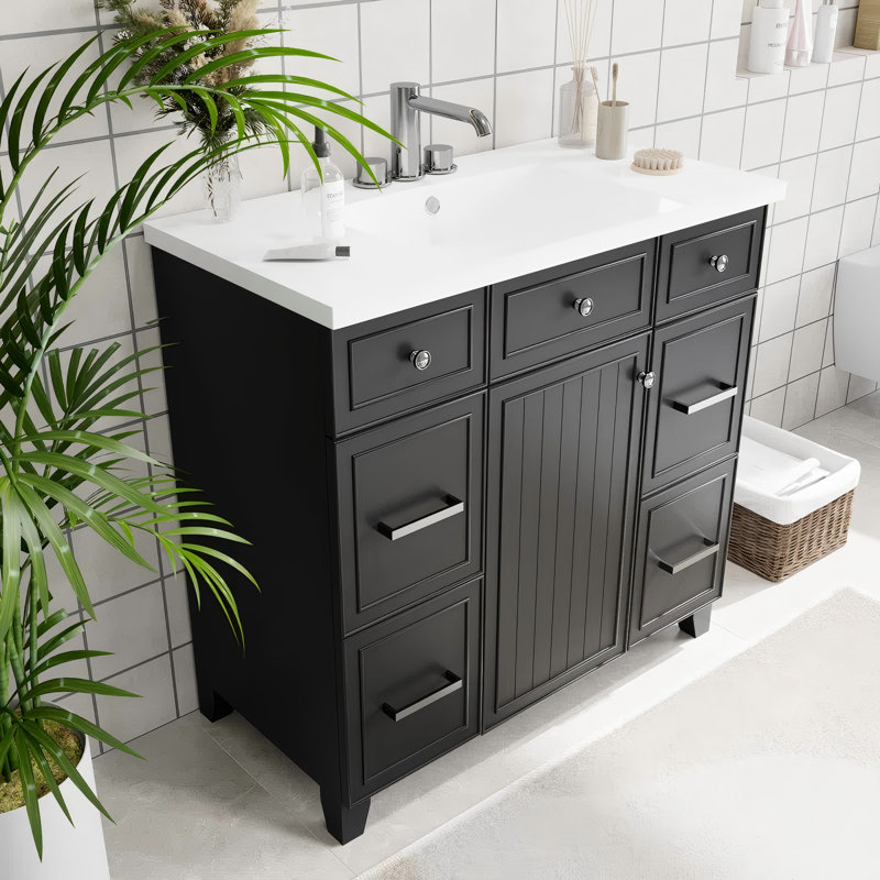 Ensemble de meuble-lavabo simple 36 po, Noir