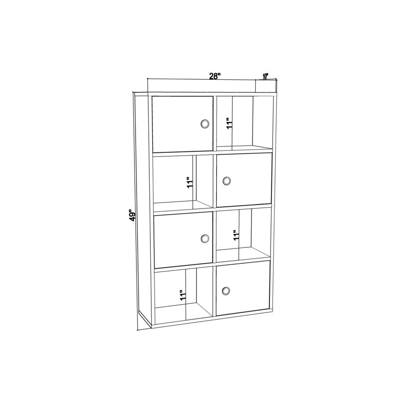 Najmin Storage Bookcase, White/Oak, (4 Shelves) 49"H x 28"W x 10"D