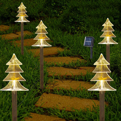 Décorations extérieures de Noël, lumières de chemin d'extérieur, lumières d'arbre de Noël étanches, lumière de piquet de jardin pour la cour, cour, porche, décor des fêtes