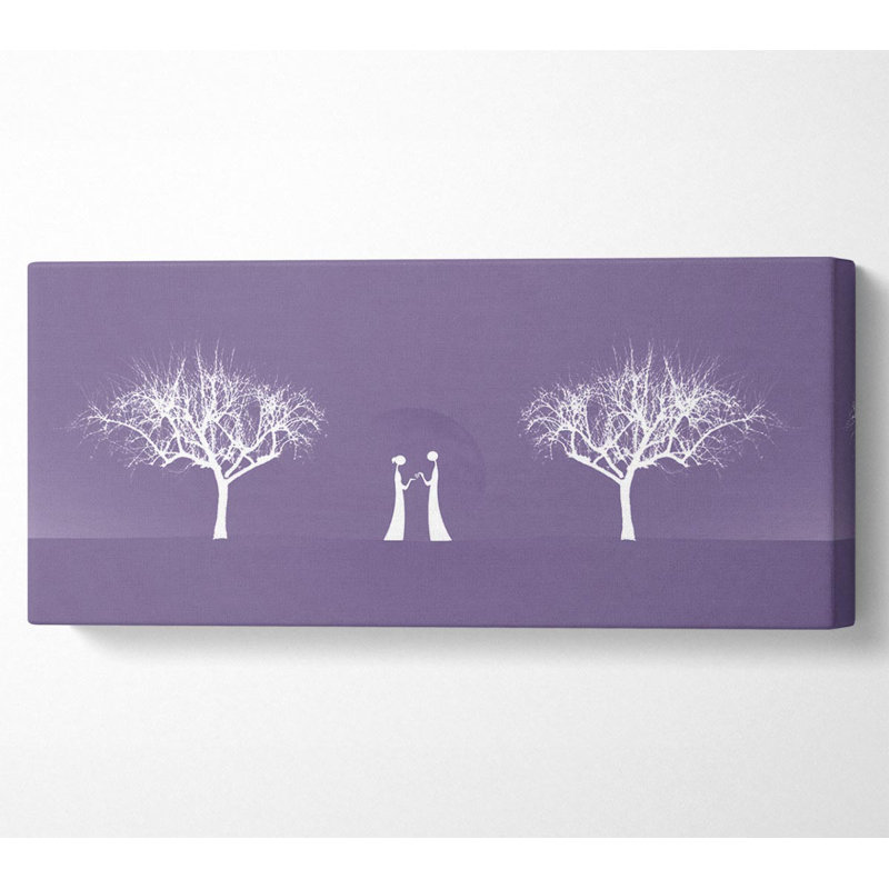 Love Between The Trees And Moon Lilac - Wrapped Canvas Print, 71cm H x 162.5cm W x 10cm D