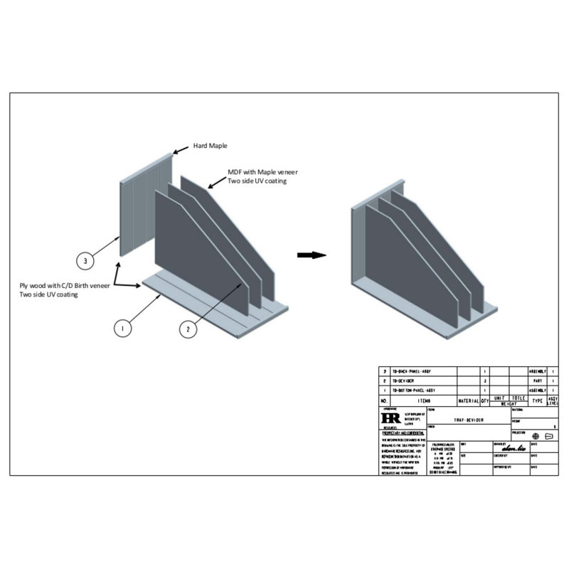 Tray Divider with 3 Sections. 11-3/4" x 22-7/16" x 15-7/16"