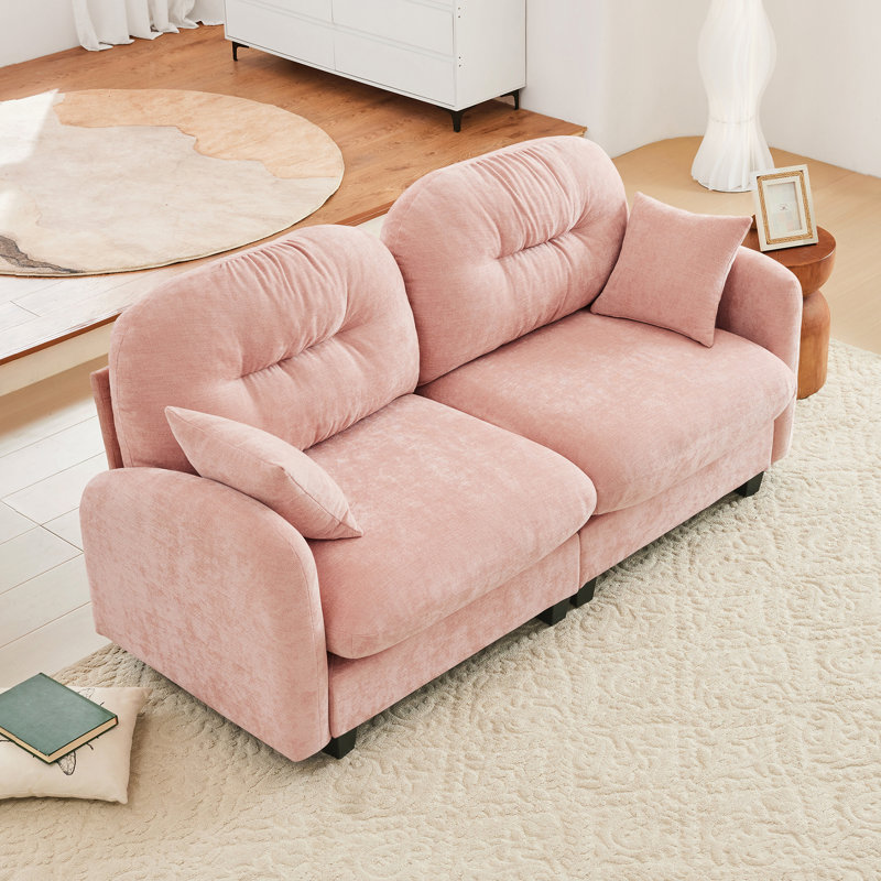 Chenille rose haut de gamme modulaire avec une conception ergonomique, une base en bois de qualité et diverses formes de combinaison pour la vie à la maison Élégant dans le matériau, installation facile