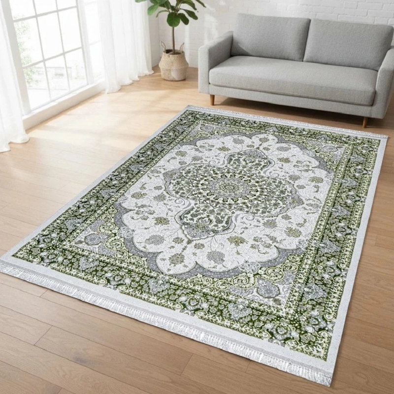Rectangle Geometric Flatweave Berber Indoor / Outdoor, Green, Runner 80 x 300 cm