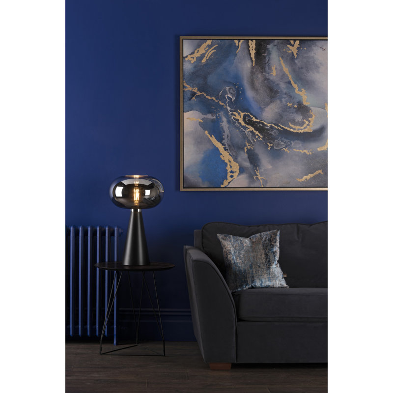 Jensen Table Lamp Smoked Glass Satin Black