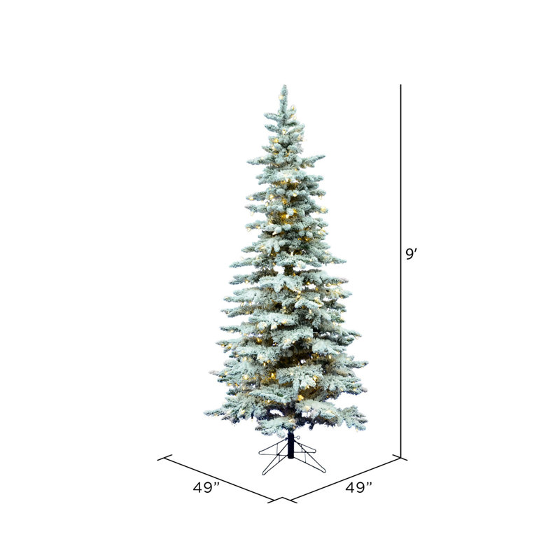 Utica Flocked Fir Slim Artificial Christmas Tree, 9' H
