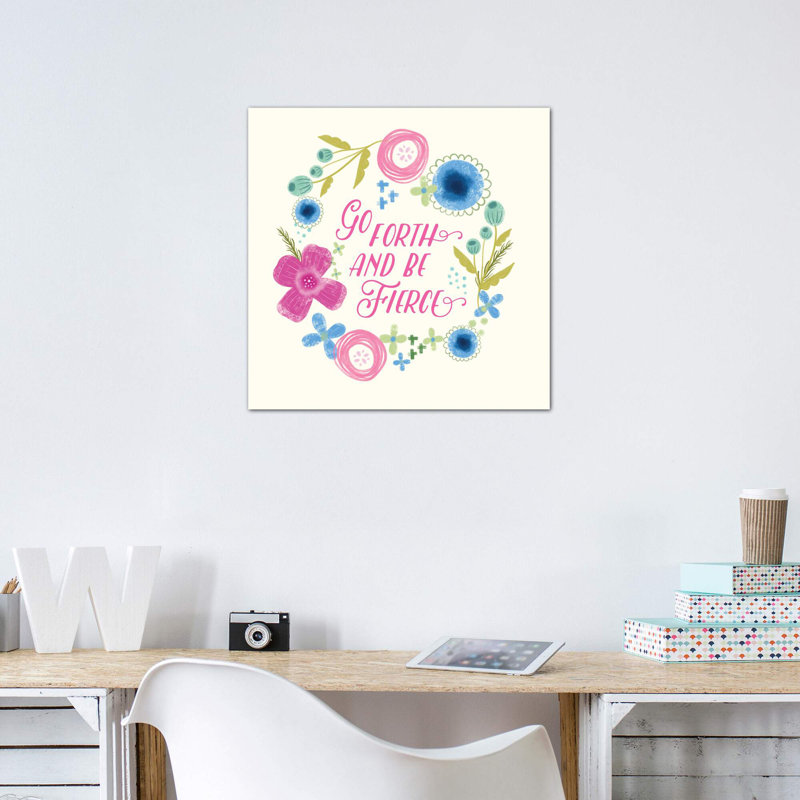 Fierce Girl Pink I - impression d'art textuel, H 18 po x l 18 po x 1,5 po, Toile tendue