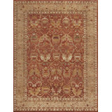 International Hand Knotted Wool Area Rug in Rust/Brown