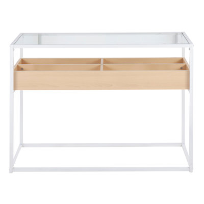Display Contemporary Console Table in Metal, Wood, and Clear Glass by LumiSource