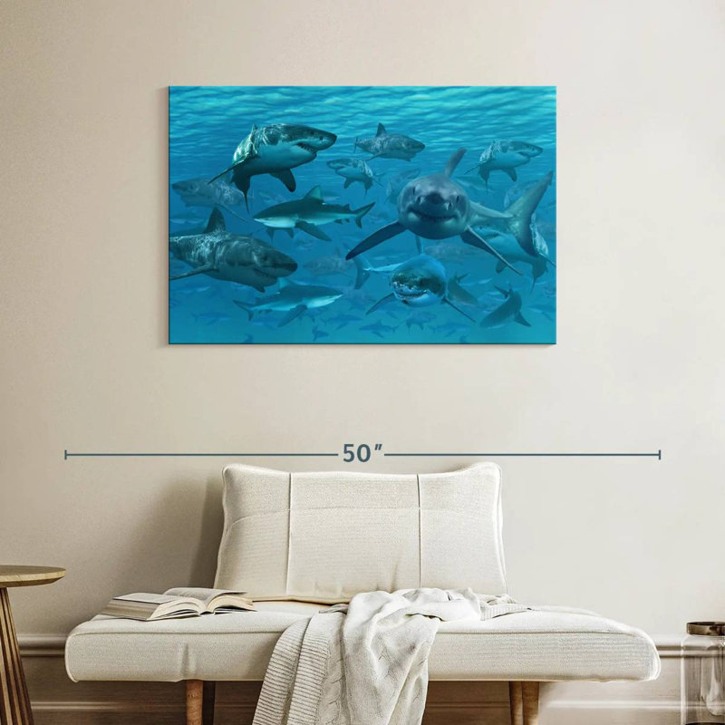 Crowle Shiver Of Sharks, 26" H x 39" W