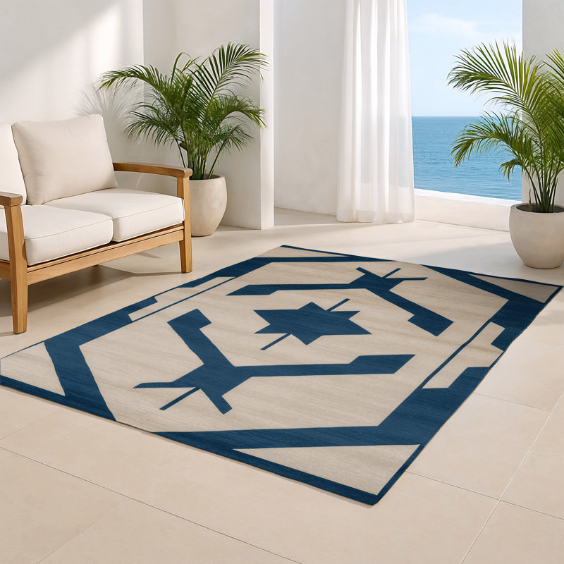 ArtDeco Beige Indoor and Outdoor Area Rug, Rectangle 2' x 3'