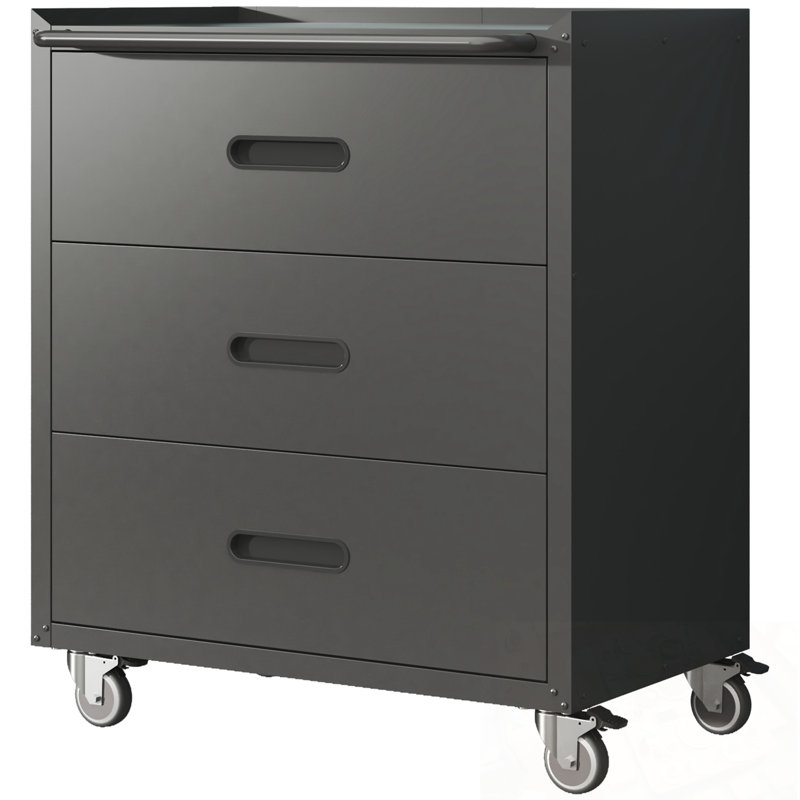 Metal Storage Cabinet with 3 Drawers, Black