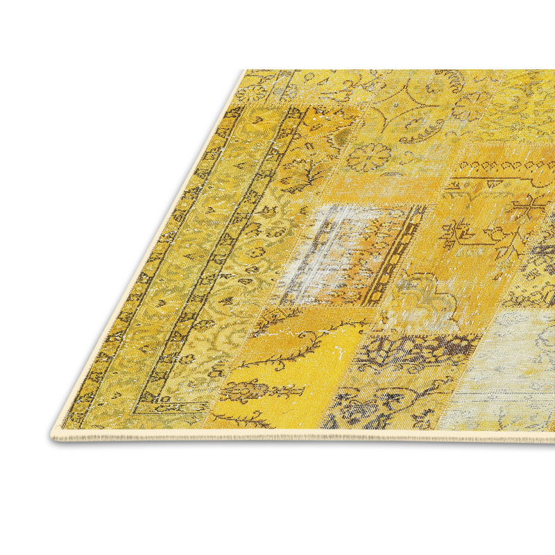 Tapis contemporain jaune, Rectangle 2 pi x 3 pi