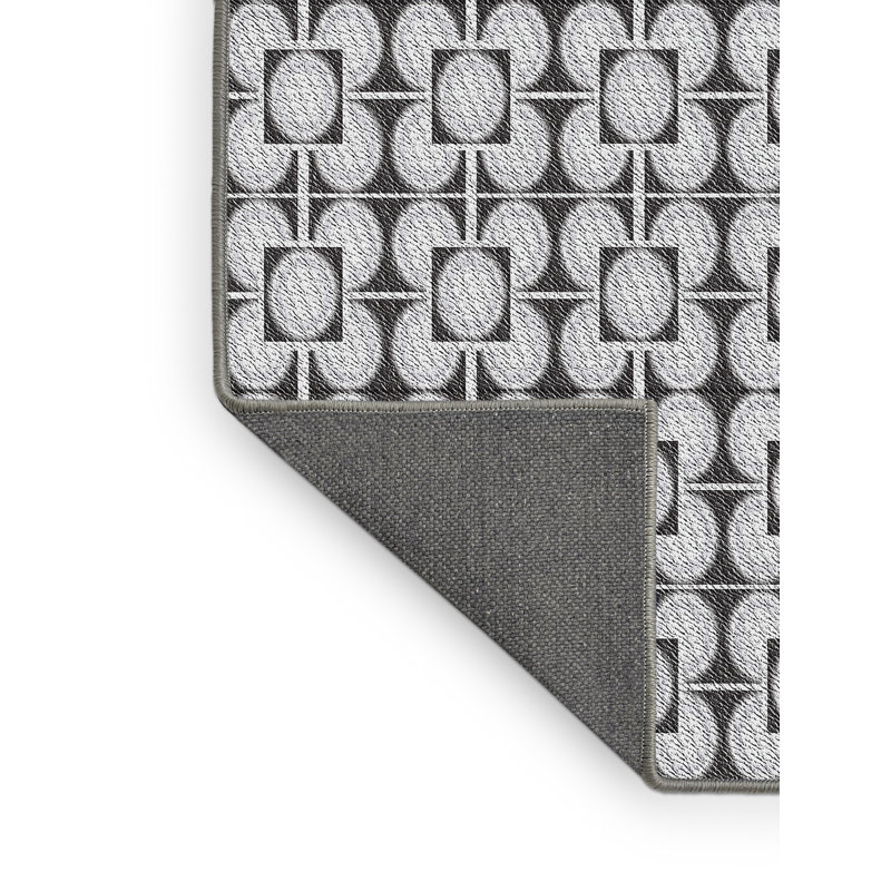Tapis noir/blanc cassé tissé à la machine, Rectangle 8 pi x 10 pi