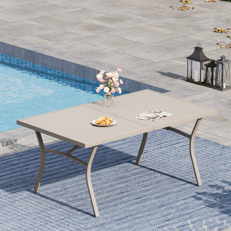 Table de salle à manger rectangulaire extérieure, 160 cm L x 96 cm l, Beige