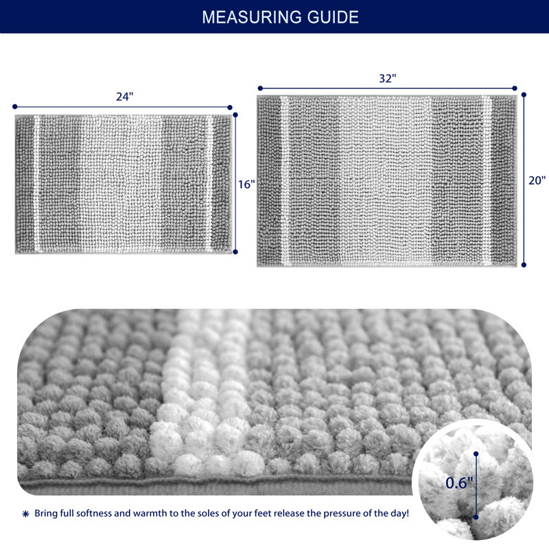 Tapis pour salle de bain Mersin, Gris clair, L 20 po x L 32 po
