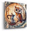 «Owl and Coffee» par Rey Klimt, art mural en verre acrylique-1665218926