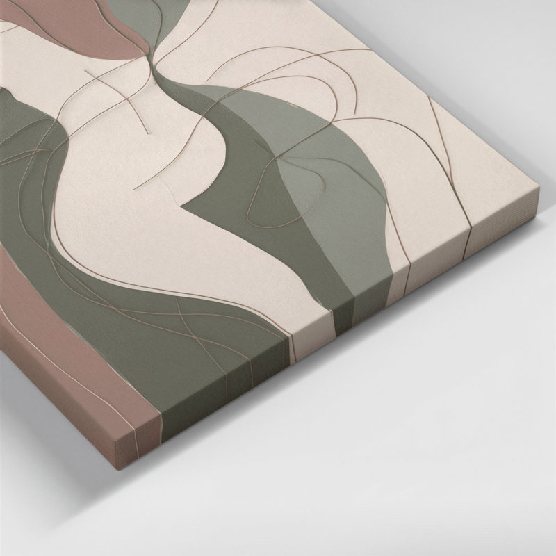 Abstrait art figuratif beige sur toile 63, H 20 po x l 16 po