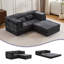 Compression Mahjong Sofa,Convertible Floor Sofa Bed,DIY Boneless Modular Sectional Sofa,No Assembly Required,Circle fleece fabric,Oversized 2 Seater with 1 Ottoman,Dark-grey-469794185