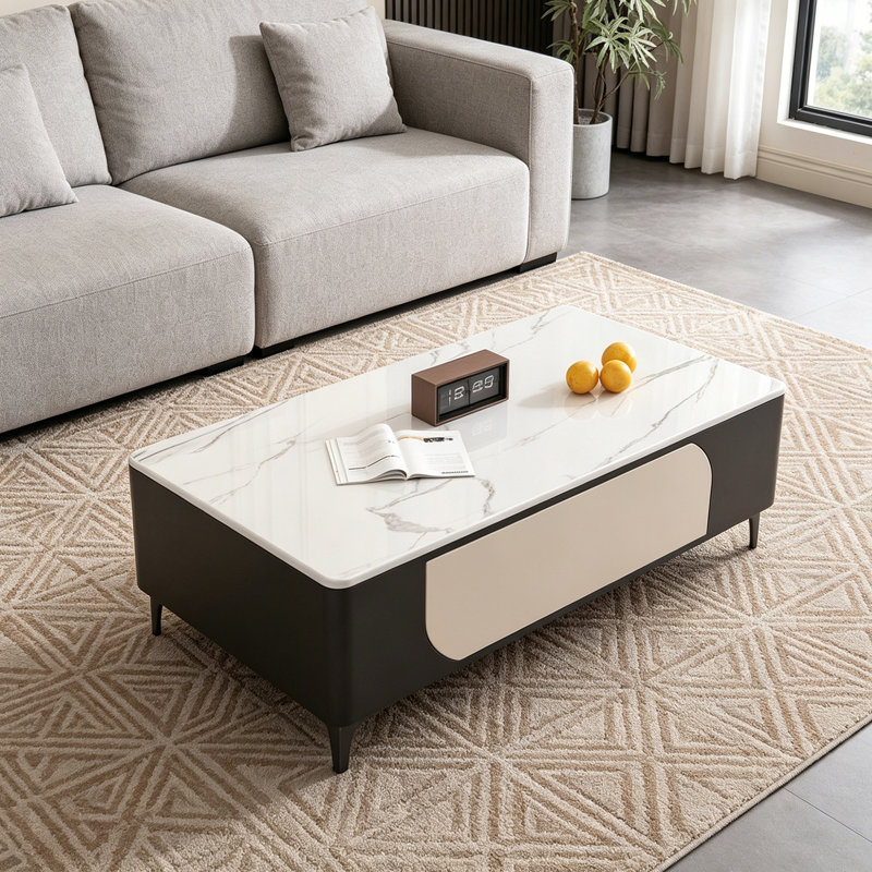 Home Faux Leather Wrapped Storage Coffee Table