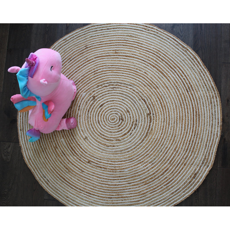 Tapis ivoire naturel rond en jute