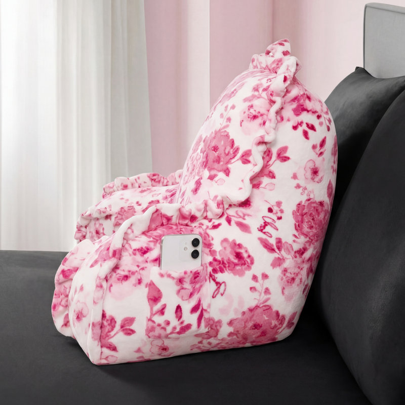 Juicy Couture 30" x 21" x 17" Backrest Pillow, Fancy Floral Ruffle