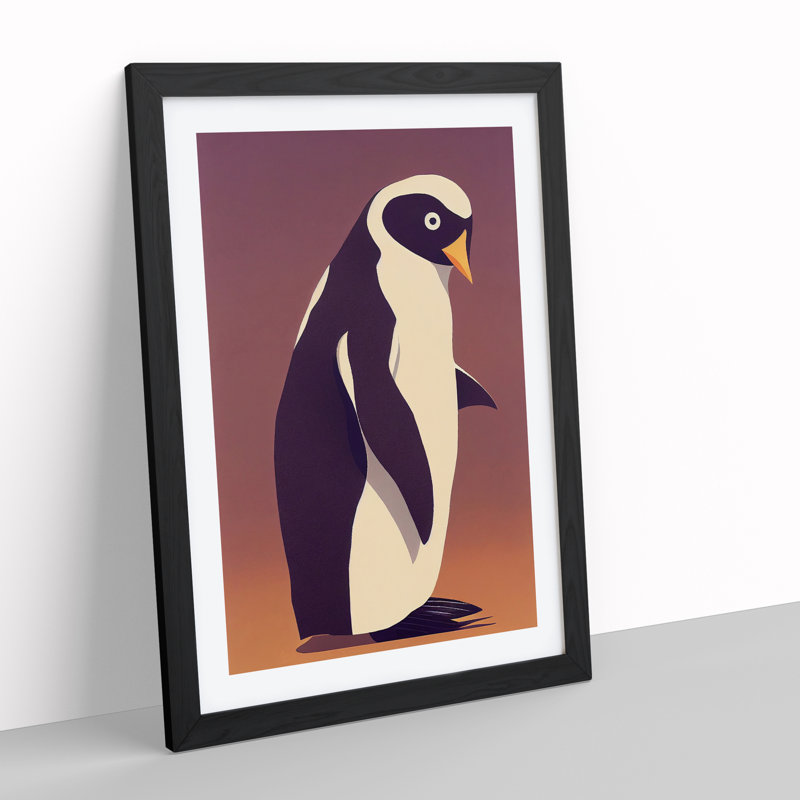 Profile Of A Penguin No.1 - Single Picture Frame Print, 64cm H x 46cm W x 2cm D, Black Framed