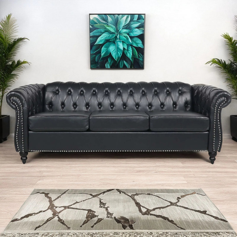 Deep Leather Chesterfield Sofa