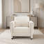 Fauteuil d'appoint rembourré avec accoudoirs en bois massif, fauteuil club carré en tissu avec coussin épais Boucle, fauteuil d'appoint moderne-998175251