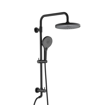 Système de douche fixe 9 po avec douche à main, noir mat, valve non incluse